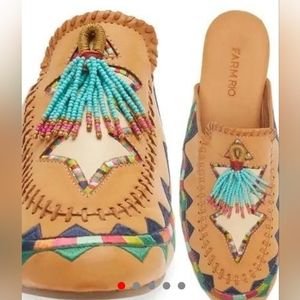 Farm Rio brand new,colorfull stars,flat mule in Caramelo.